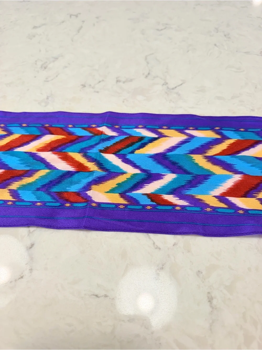 3 Piece Colorful Statement Scarf Bundle – Purple Blue Orange Geometric Paisley